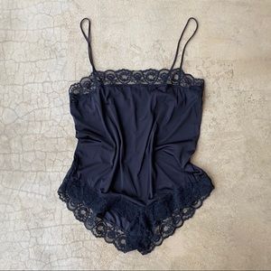 Vintage Christian Dior Black Lace Trimmed Bodysuit